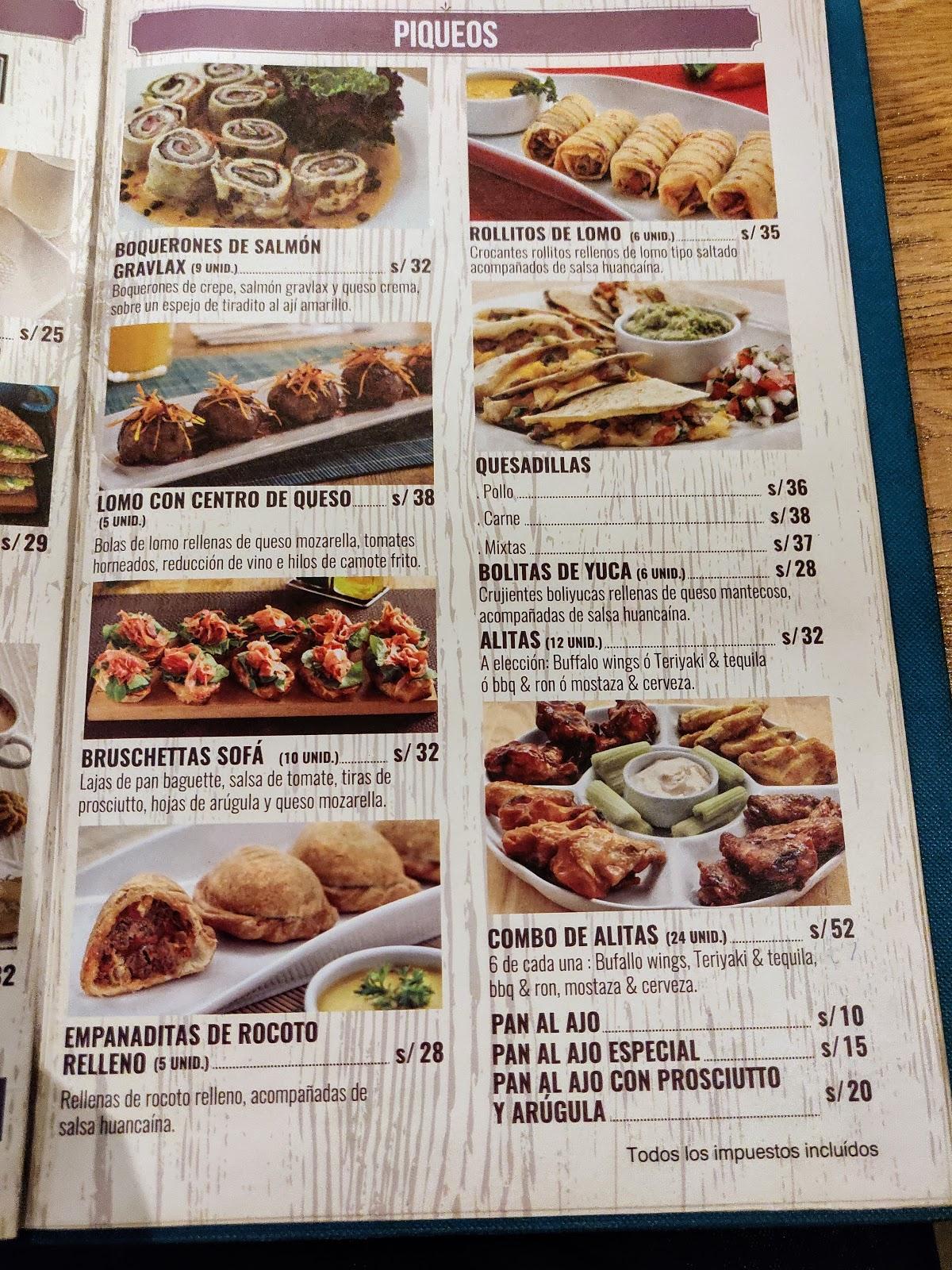 Menu at Sofá Café San Borja, San Borja, Av. Del Parque Nte. 930