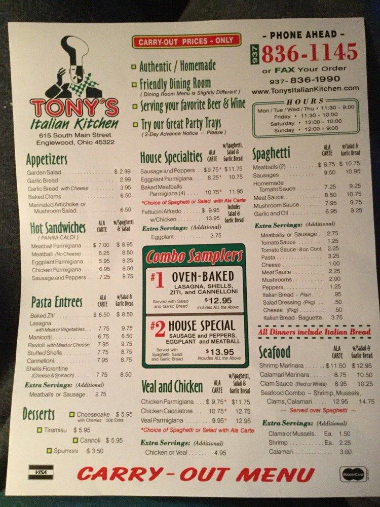 Menu At Tony S Italian Kitchen Restaurant Englewood   R06f Tonys Italian Kitchen Menu 2022 09 