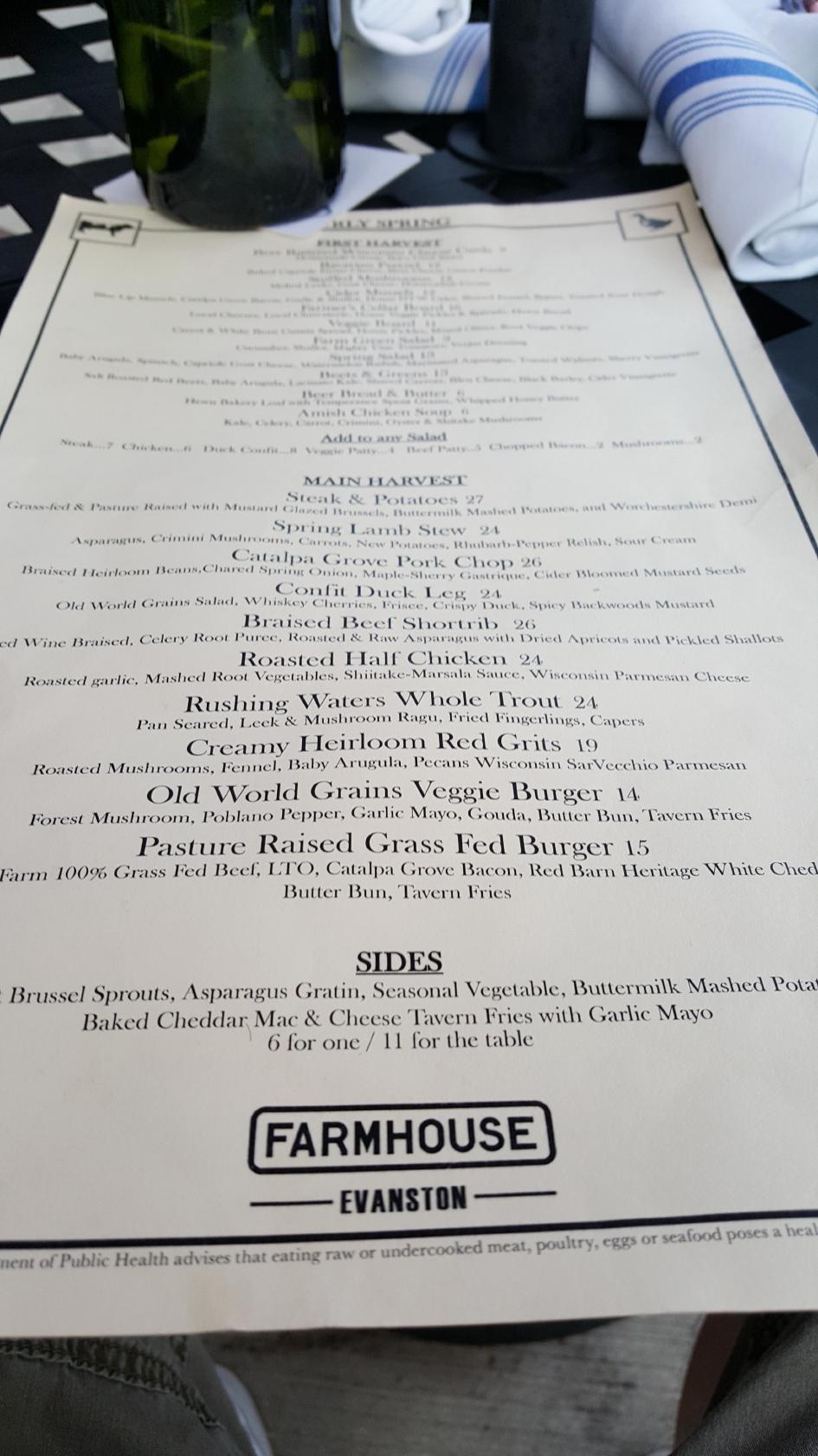 Menu at Thomas and Dutch restaurant, Evanston