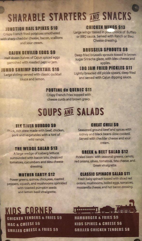 Menu at The Junction Ale House restaurant, Snowshoe, Snowshoe Dr