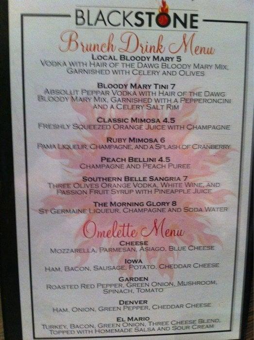 Menu At BlackStone Restaurant, Iowa City, 503 Westbury Dr #1