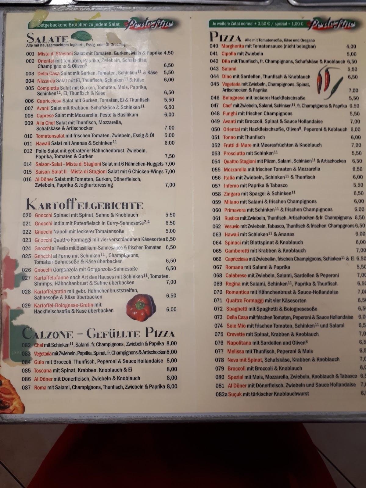 Speisekarte von Pizzeria Porto Fino, Meckenheim