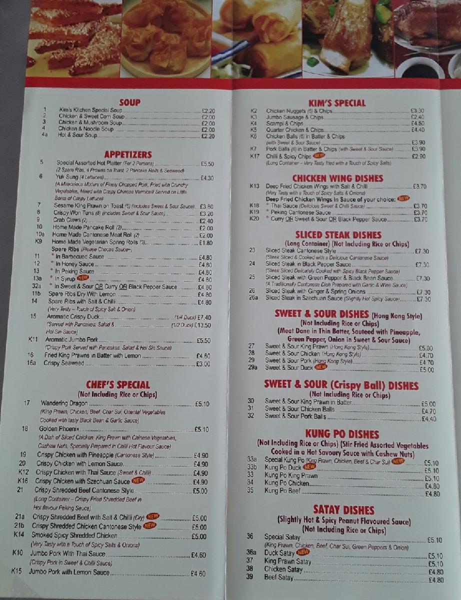 Menu At Kim S Kitchen Fast Food Derby   R070 Menu Kims Kitchen 