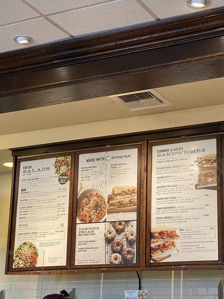 Menu at Corner Bakery, Whittier