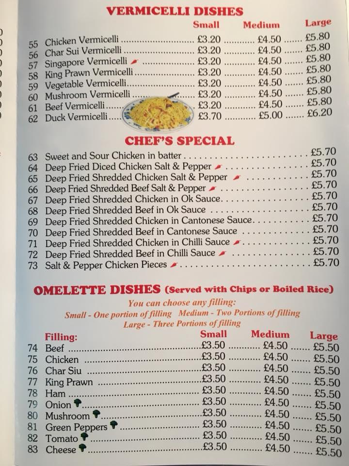 Menu at Star Noodle restaurant, Birkenhead, 261 Old Chester Rd