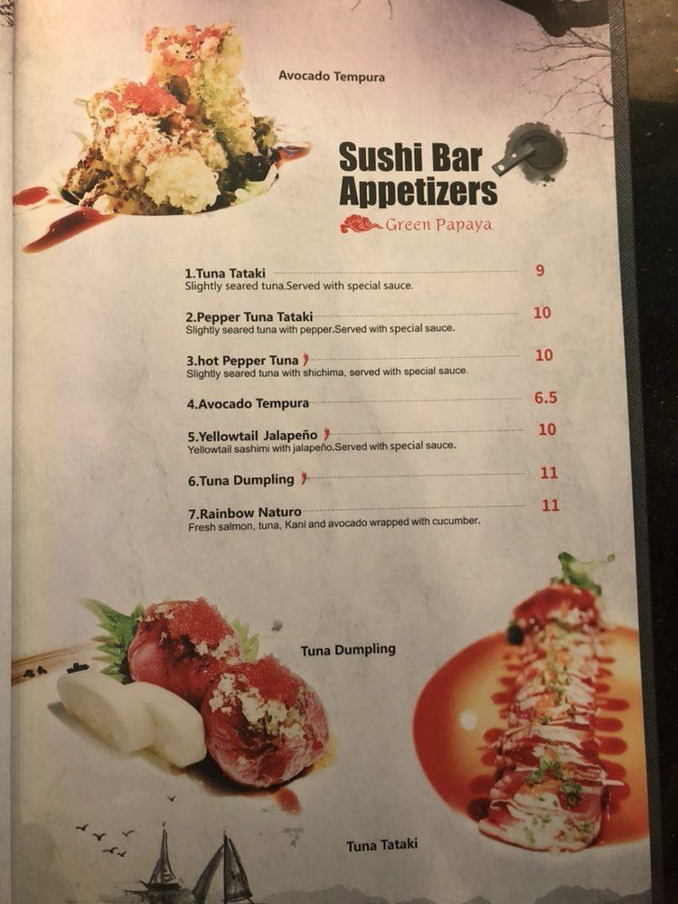 Menu at （St Augustine)Green Papaya Thai & Sushi restaurant, St. Augustine