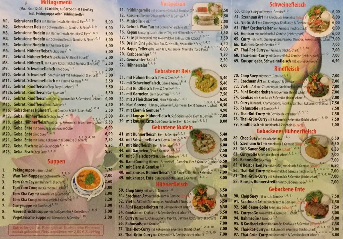 Menu au Hoa SenAsiatische Küche restaurant, Recke
