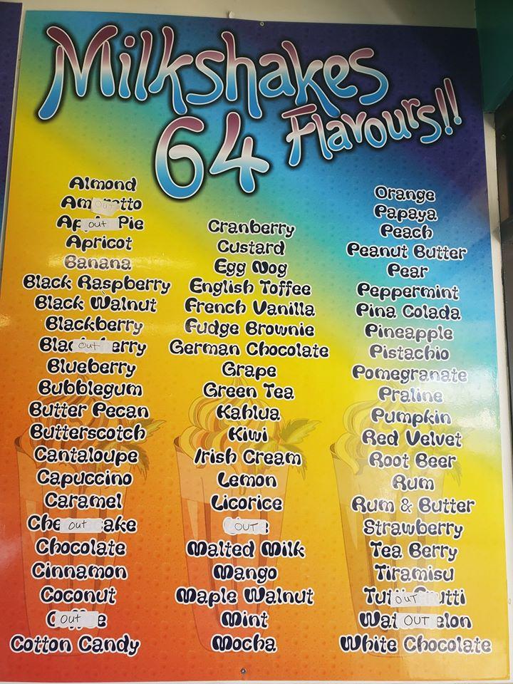 Menu at Pine Dairy Bar, Timmins