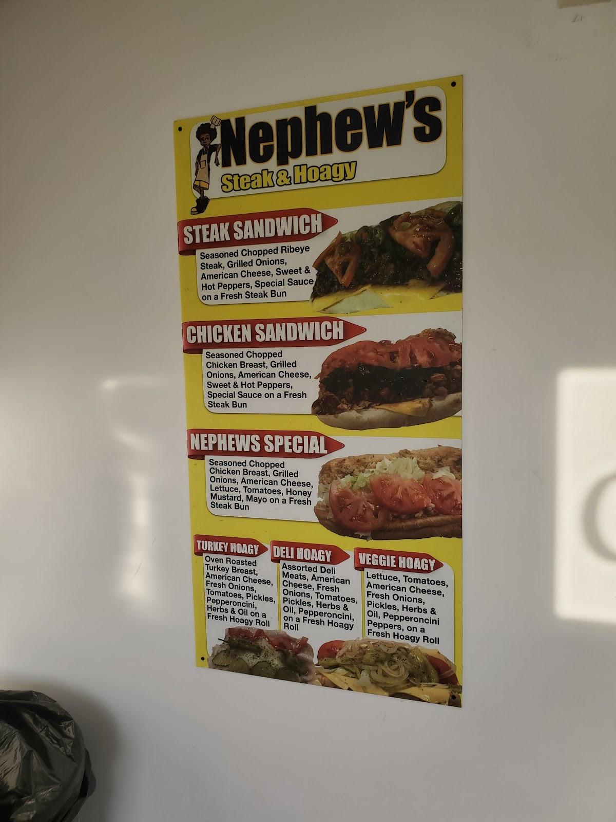 Menu at Nephew's Steak & Hoagy restaurant, Gary