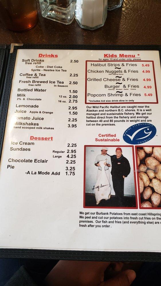 Menu at Sir Cedric's Fish & Chips restaurant, Windsor, 468 University Ave W
