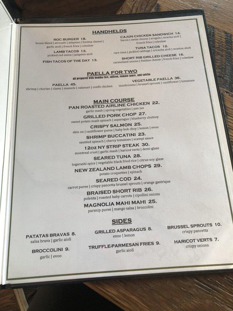 Menu at Roc & Olive restaurant, Long Beach