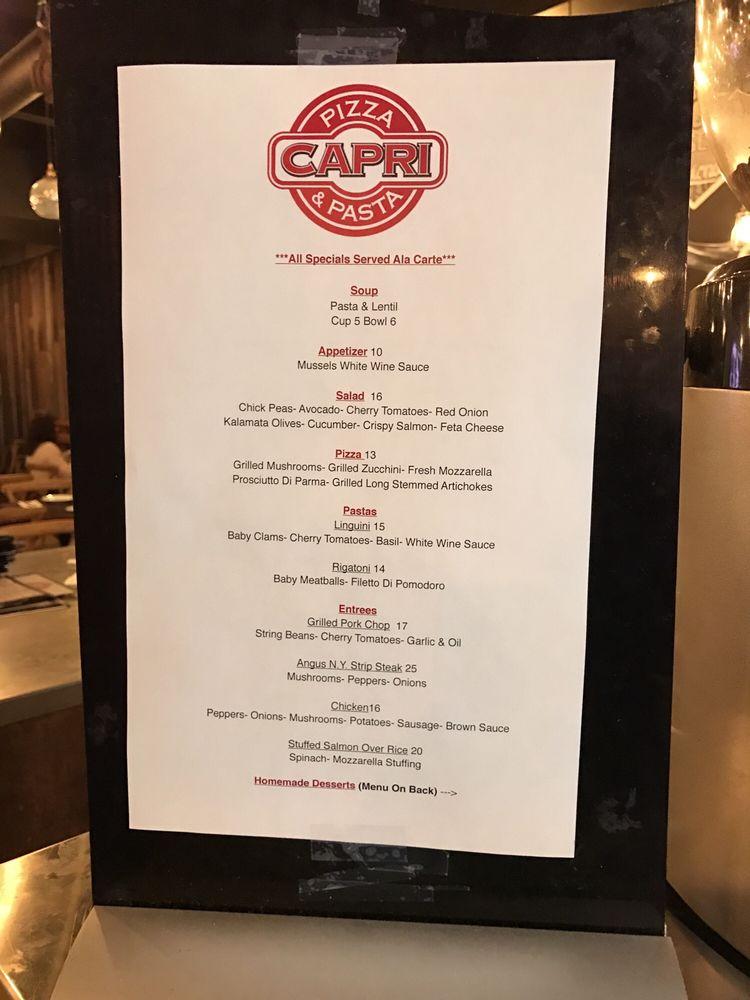 Menu at Capri Pizza & Pasta pizzeria, Tarrytown