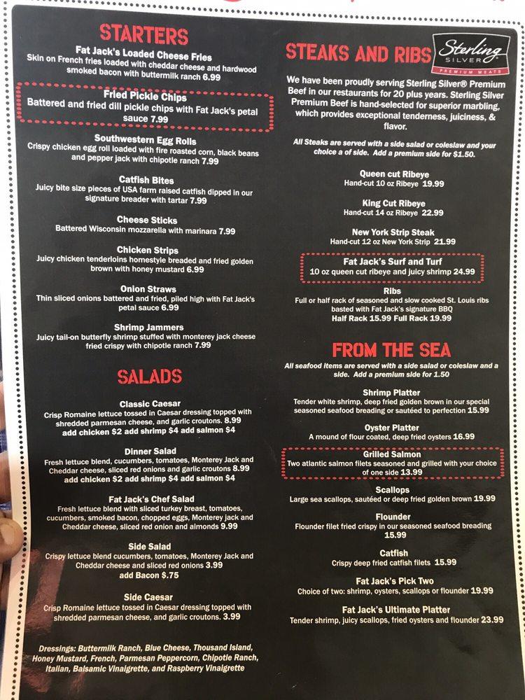 Menu at Fat Jack's pub & bar, Walterboro, Bells Hwy