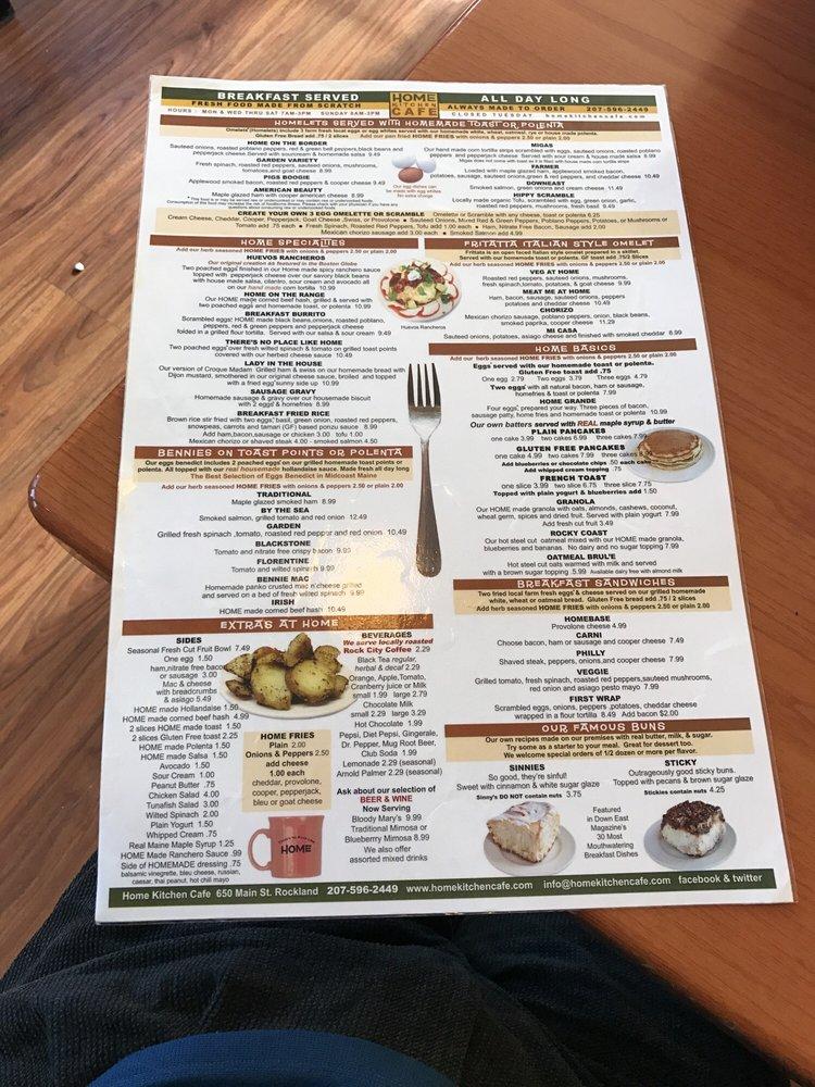 Menu at Home Kitchen Cafe, Rockland