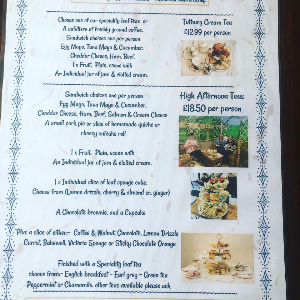 Menu at Willows Tutbury cafe, Burton upon Trent, 8 High St