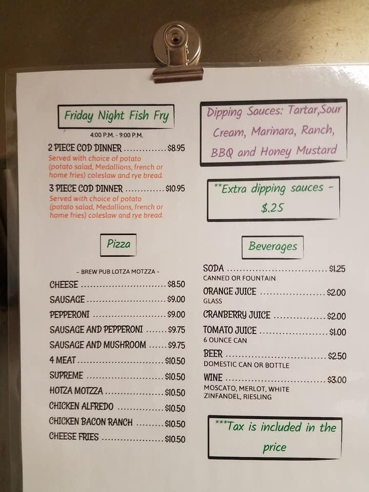 Menu at The Bullpen pub & bar, Rosholt