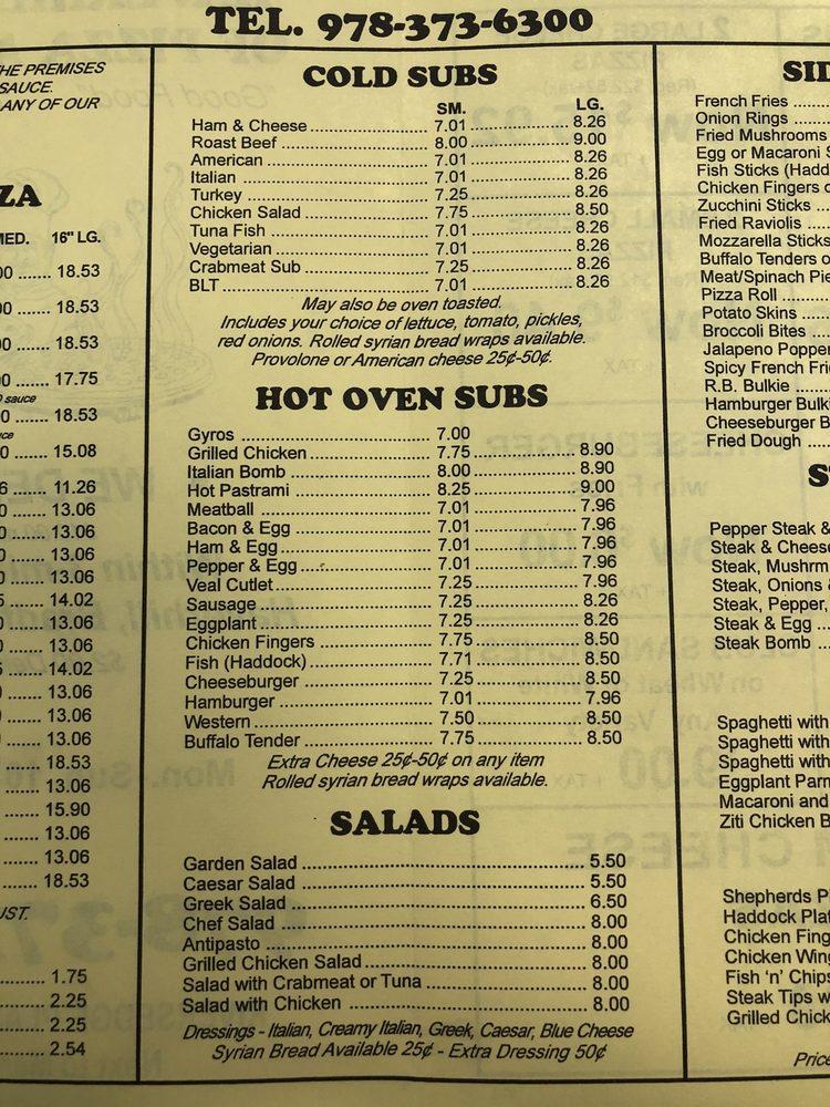 Menu at Haverhill House of Pizza and Subs pizzeria, Haverhill