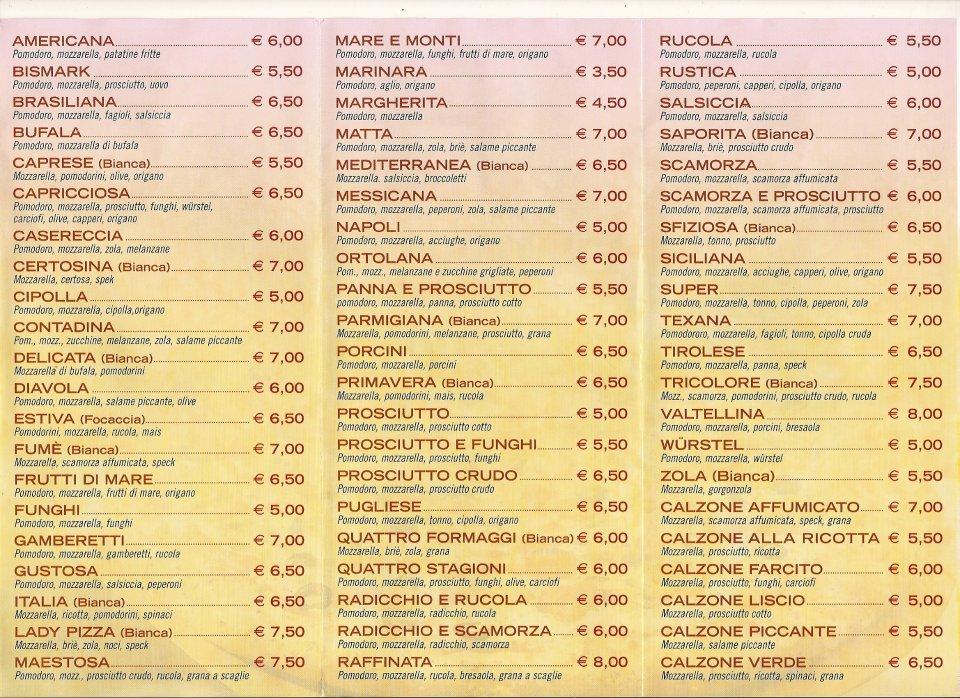 Menu di Lady Pizza 