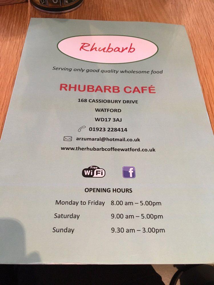 Menu at The Rhubarb Cafe, Watford