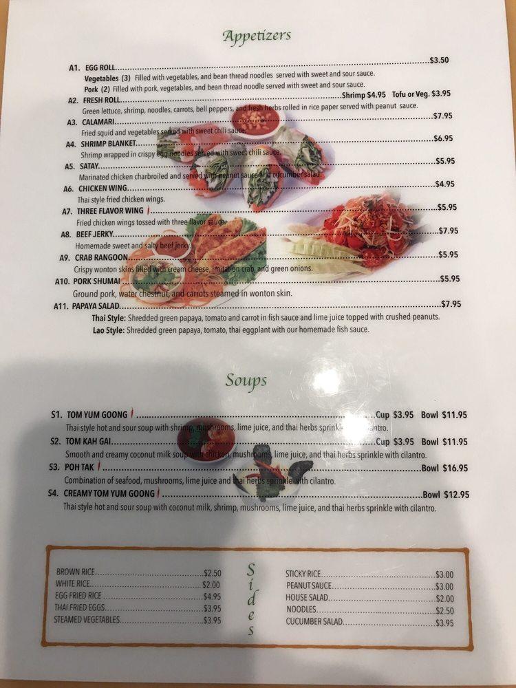 Menu at Ginger Thai Bistro restaurant, Murfreesboro