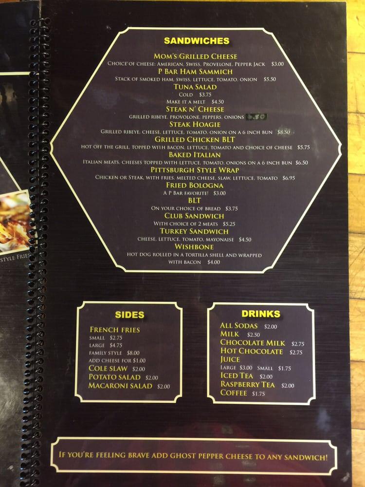 Menu at Pleasant Bar, Pleasant Hills