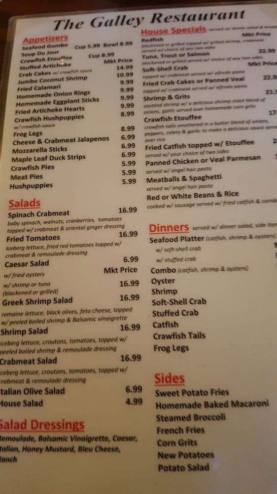 Menu at The Galley Seafood restaurant, Metairie, Metairie Rd