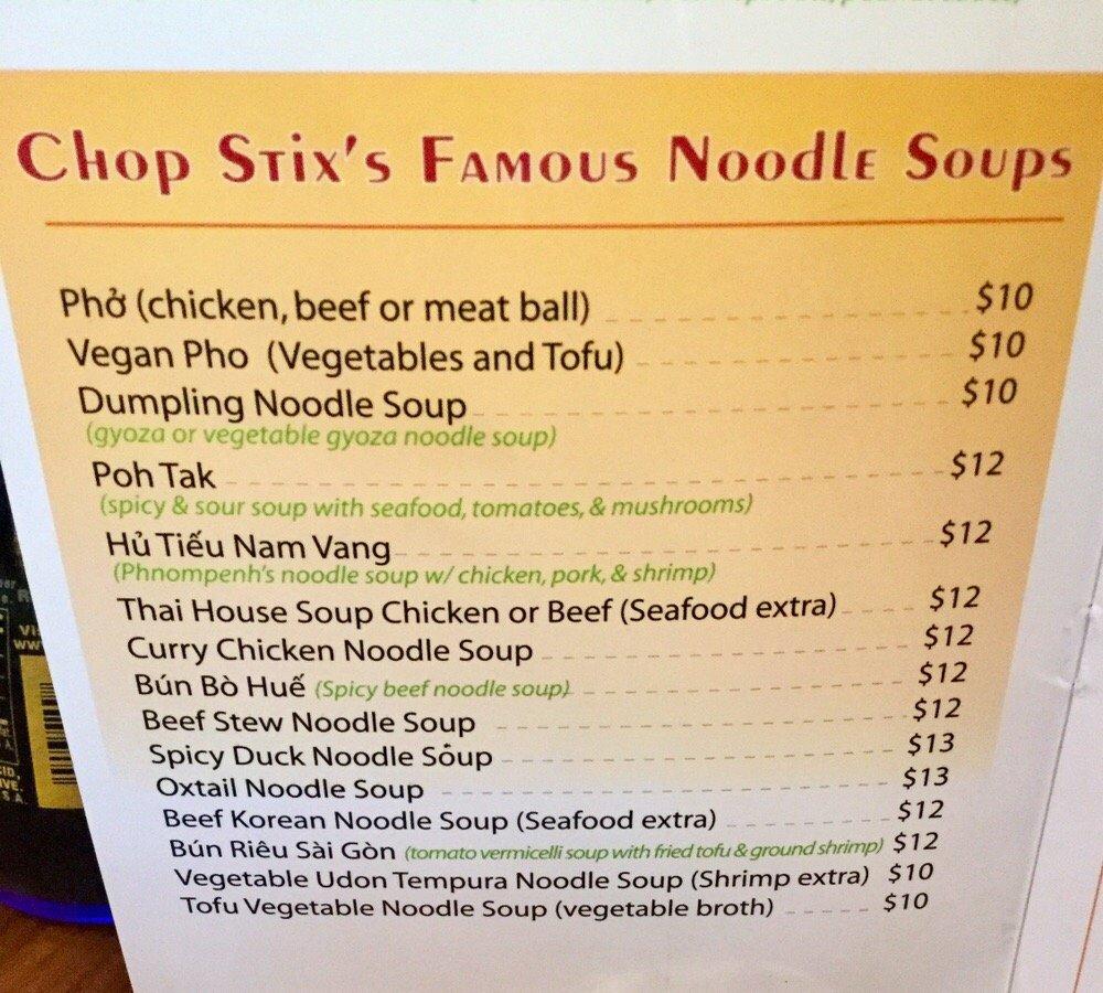 Menu at Chopstix Cafe, Gainesville
