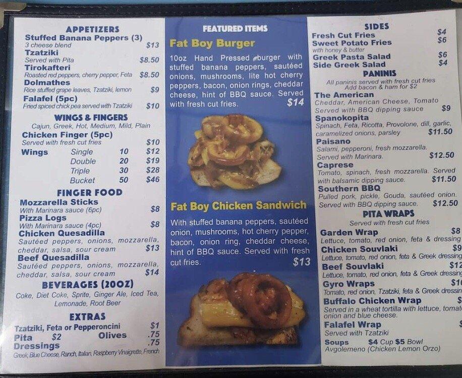 Menu at Greek On the Street restaurant, Kenmore