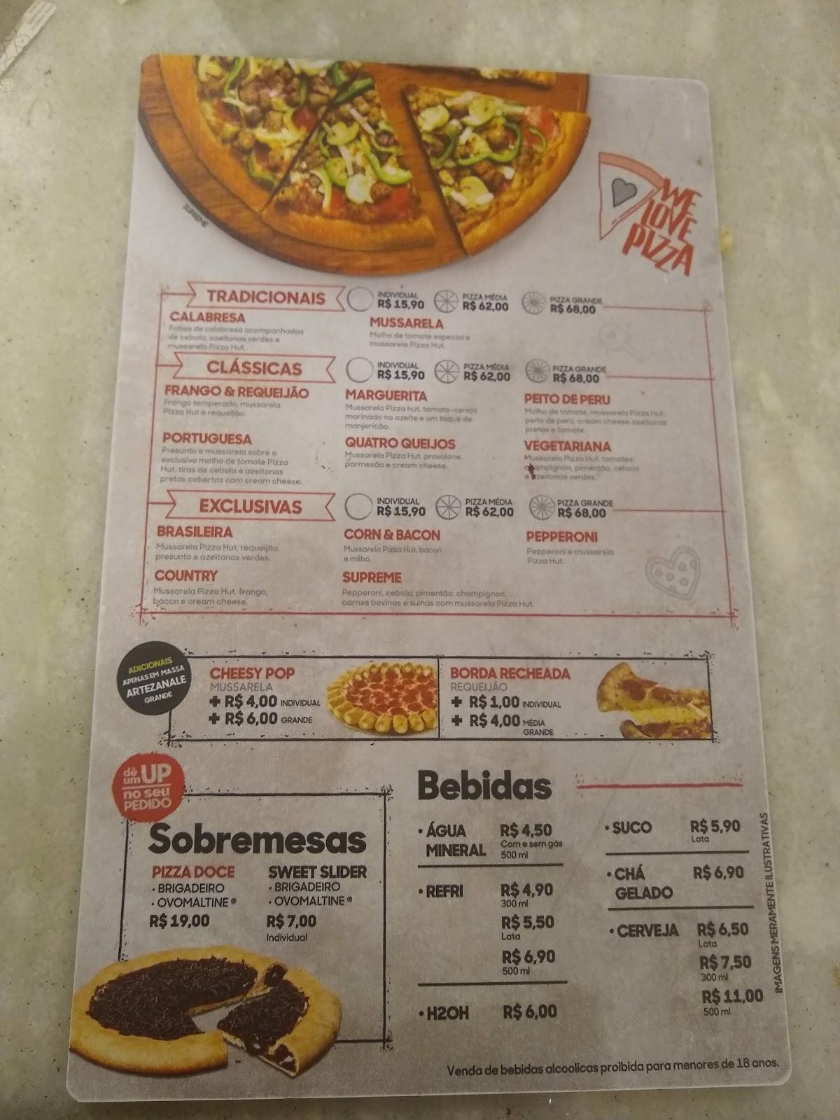 Menu Em Pizza Hut Restaurante Campinas Rua Jacy Teixeira Camargo