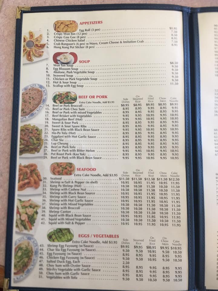 Menu at Taste of Hong Kong restaurant, Ewa Beach