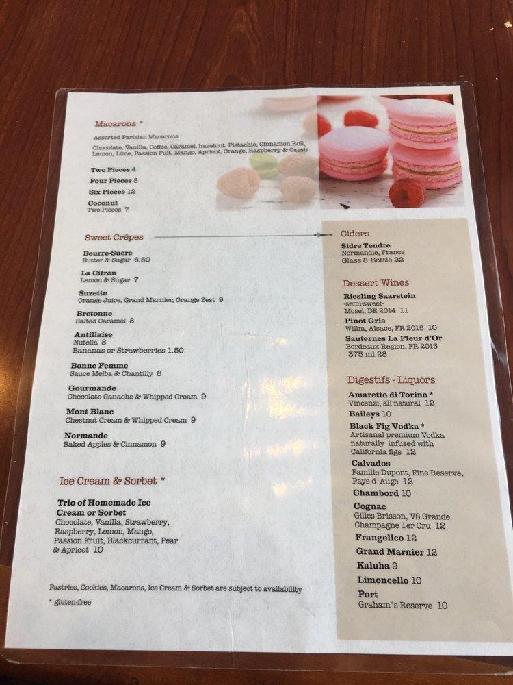 Menu at Praline Bakery & Bistro, Bethesda, Sangamore Rd