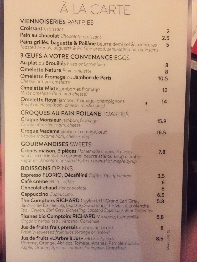 Carta del restaurante Brasserie Flottes, Paris, 2 Rue Cambon