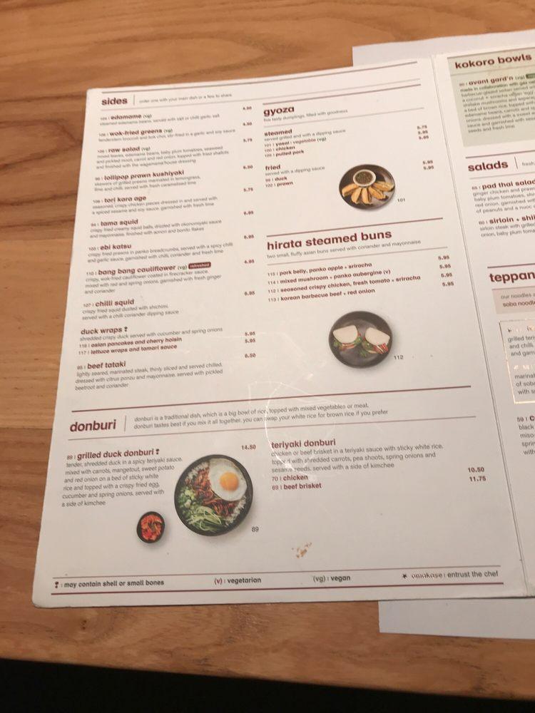 Menu at wagamama edinburgh st andrew square restaurant, Edinburgh, unit