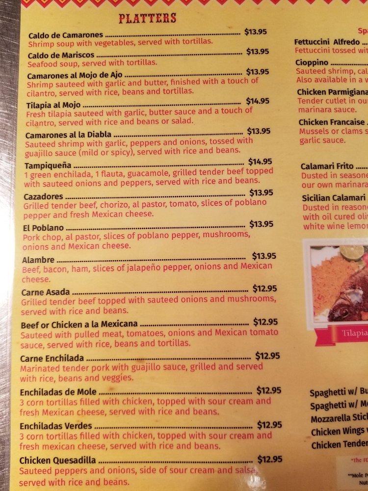 Menu at Cazadores Mexican Restaurant, Somers Point