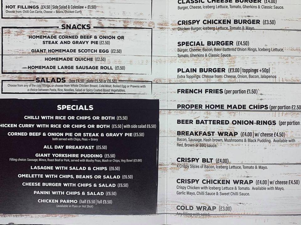Menu at Lisa's Sandwich & Snack Bar, Northallerton