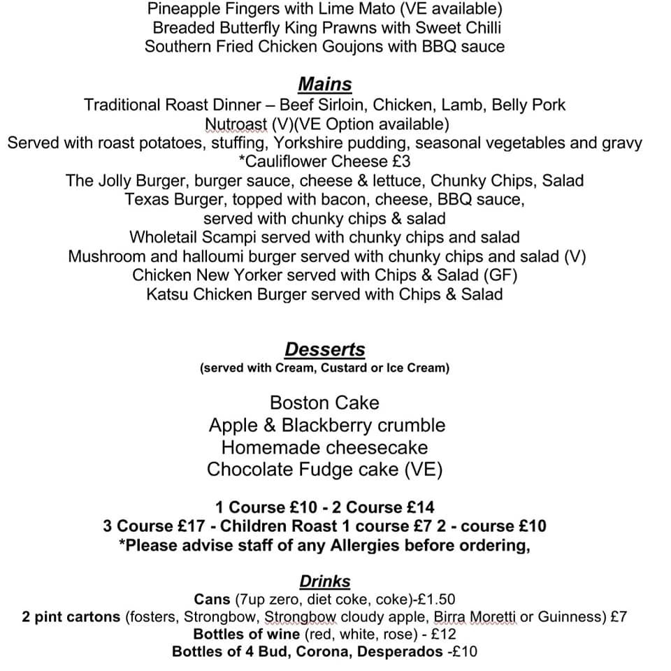 Menu at Jolly Farmer pub & bar, Manston