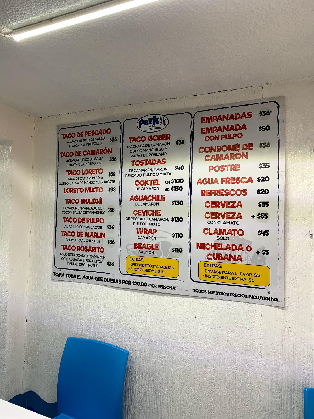 Menu at Pezk 277 Fish Taco restaurant, Ciudad López Mateos