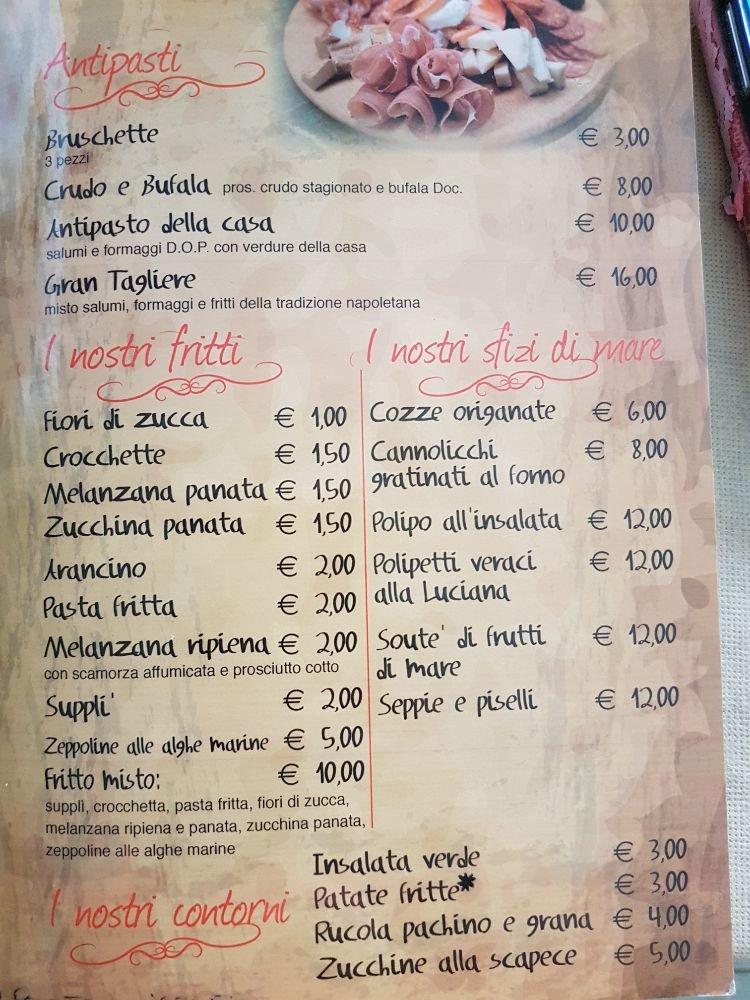 Menu da Pizzeria ristorantino Antica Napoli, Latina