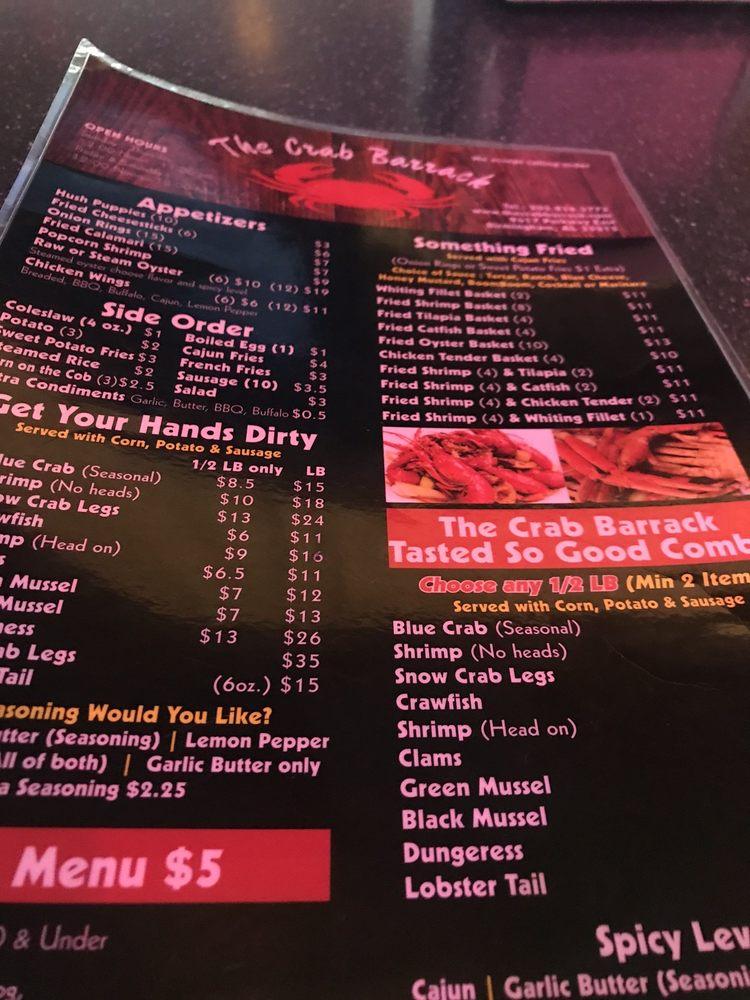 Menu at The Crab Barrack, Birmingham, Parkway E