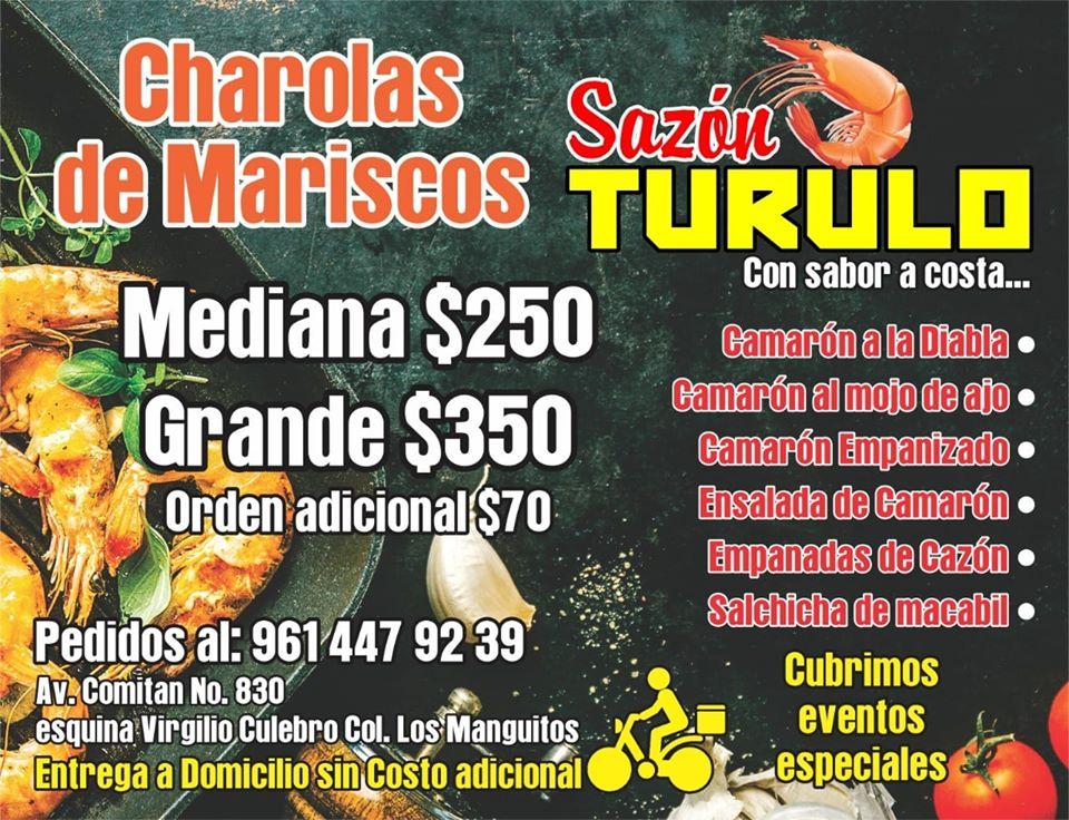 Restaurante Sazón Turulo. Charolas del Marisco, Tuxtla Gutiérrez