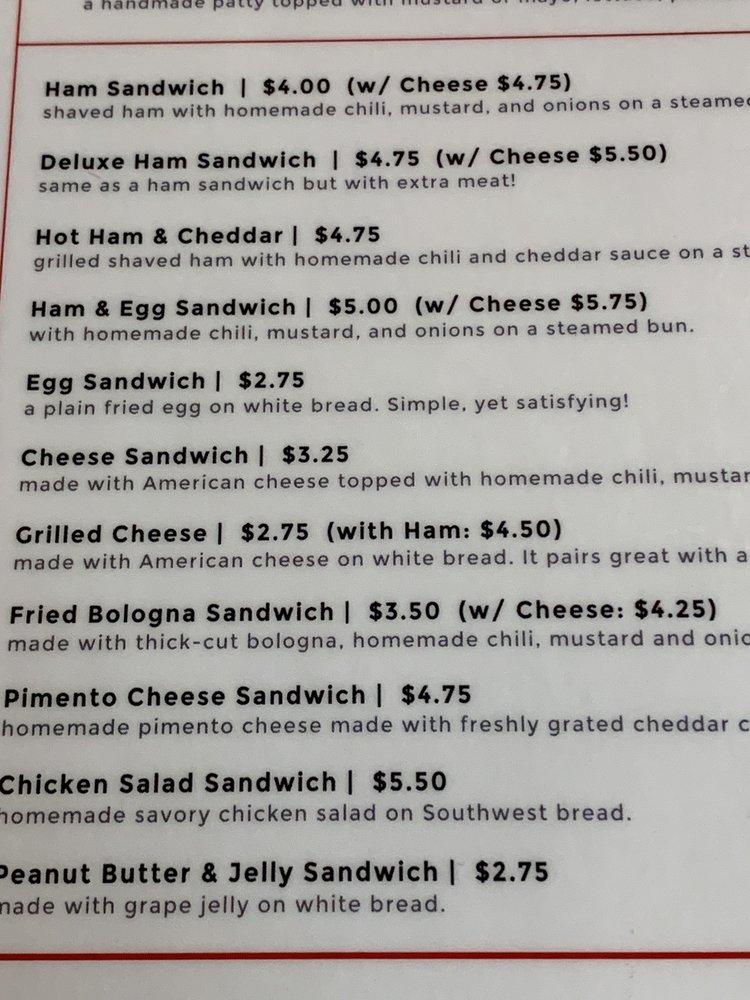 Menu at Coney Island Cafe, Pampa