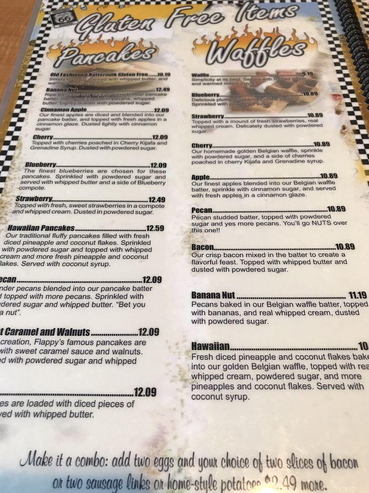 Menu at Flappy Jack's Pancake House restaurant, Glendora
