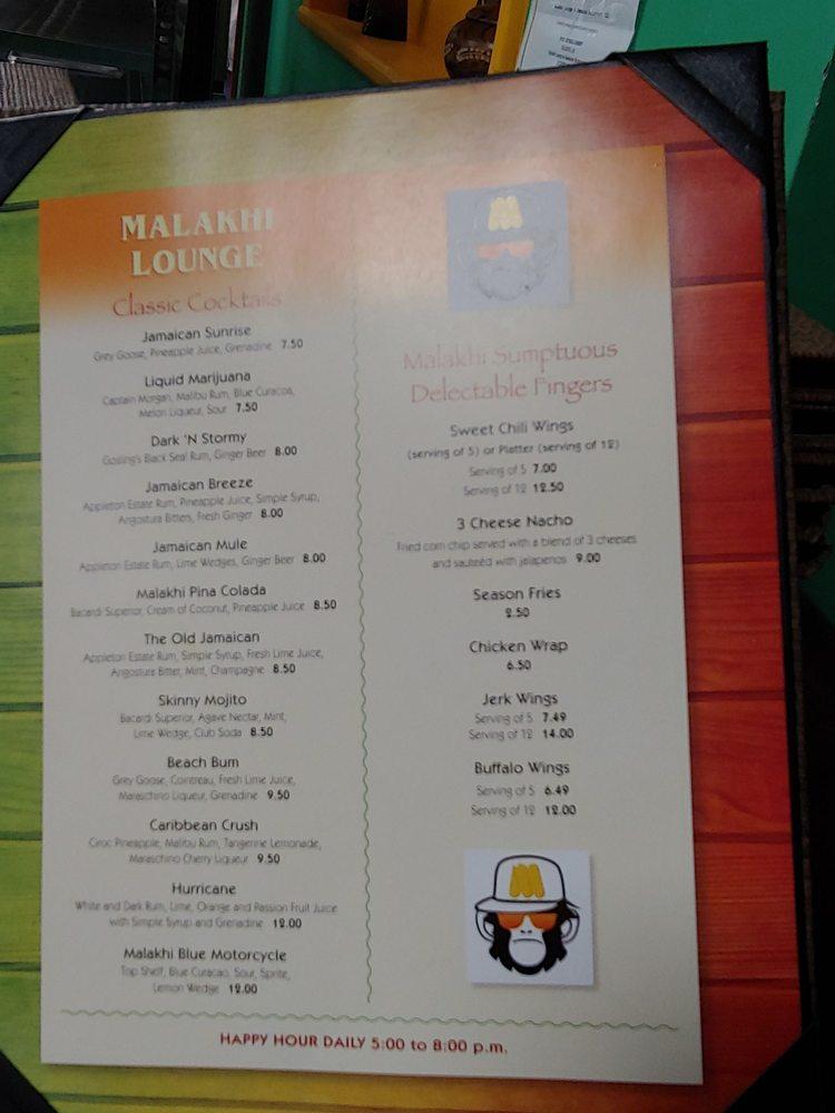 Menu at Malakhi Lounge & Jamaican Restaurant, Manassas