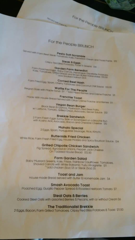 Menu at PublicUs, Las Vegas