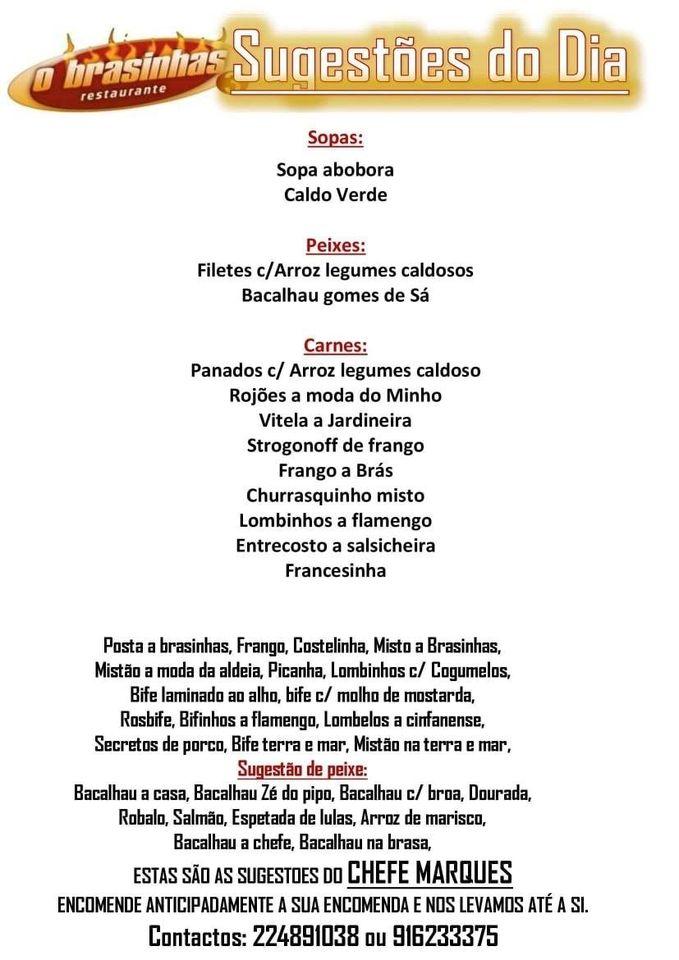 Menu em Churrasqueira O Brasinhas 3 restaurante, Rio Tinto