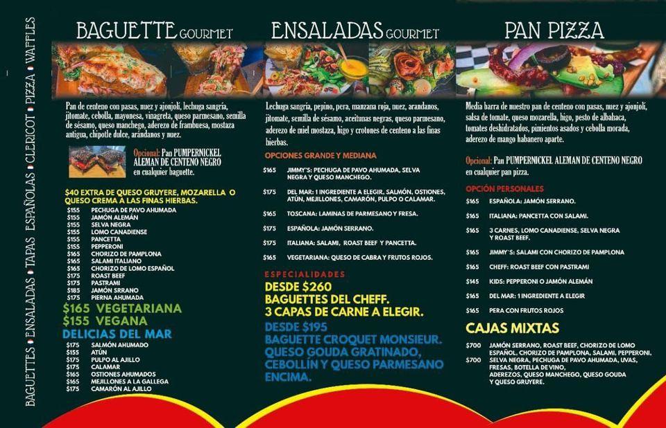 Carta del restaurante Jimmy's Subs Del Valle Las Baguettes del La