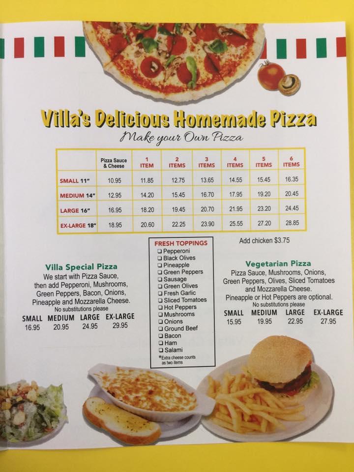 Menu at Pizza Villa & Pasta House pizzeria, Bridgenorth