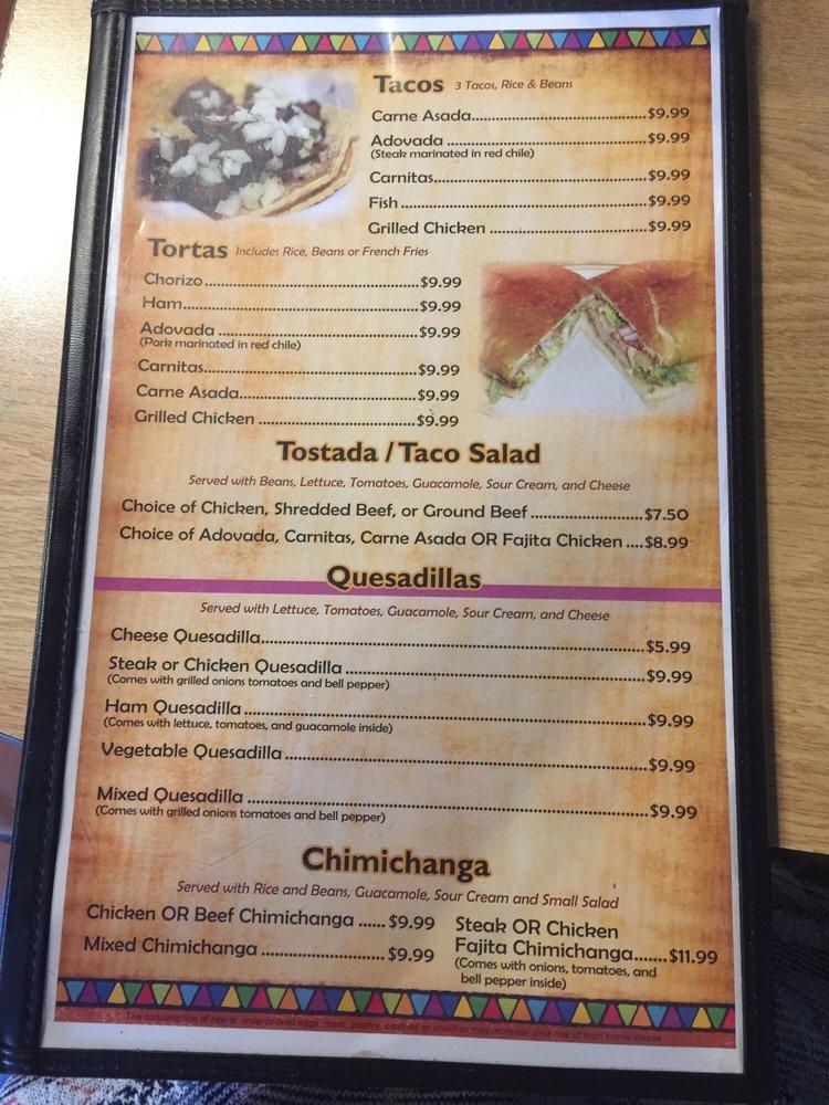 Menu at Laura's Mexican Kitchen restaurant, Yellville, 304 Hwy 62 W