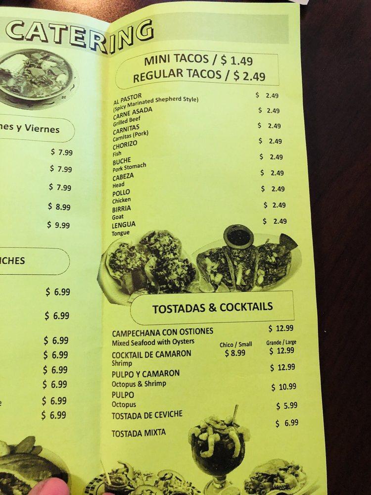 Menu at Vallarta Mexican Food restaurant, Corona