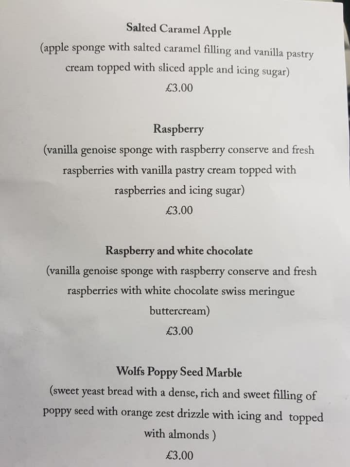 Menu at Wolf It Down. Mobile Cafe, England
